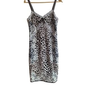 Marc Cain N3 Leopard Print & Lace Stretch Bodycon Wool Blend Dress Size 8